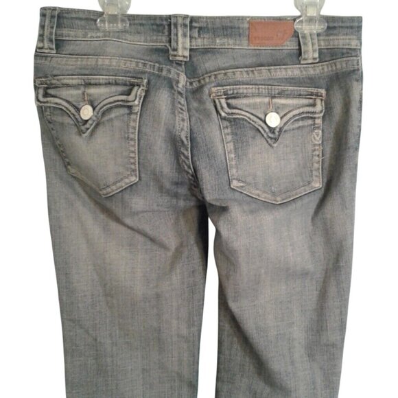 Vigoss Size 9 Jeans New York Bootcut Distressed Blue Denim Womens Flap Pockets - Picture 7 of 8